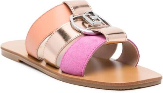LIU JO logo-apliqué triple-strap sandals Pink
