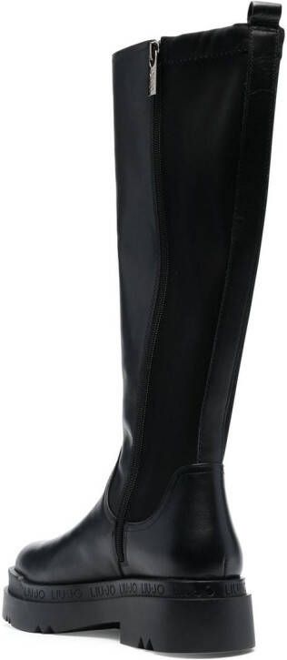 LIU JO logo-embossed leather boots Black