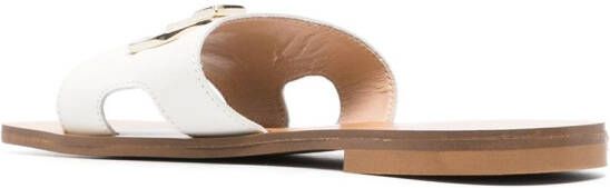 LIU JO logo-plaque leather flat sandals White