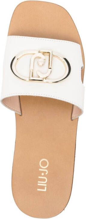 LIU JO logo-plaque leather flat sandals White