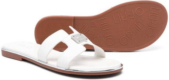 Liu Jo Kids logo-plaque slip-on sandals White