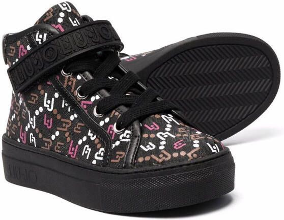 Liu Jo Kids logo print high-top sneakers Black