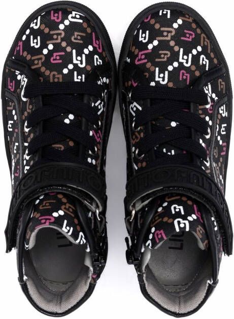 Liu Jo Kids logo print high-top sneakers Black