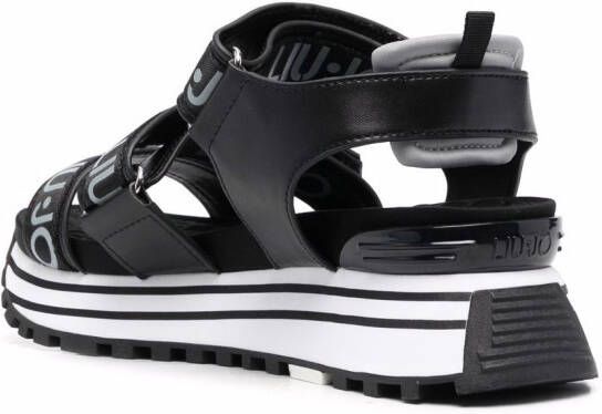 LIU JO logo-print touch-strap sandals Black