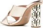 LIU JO metallic branded-heel mule sandals Gold - Thumbnail 3