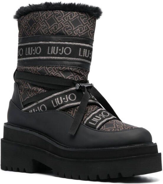 LIU JO monogram-print 70mm ankle boots Black