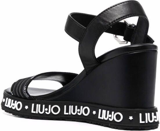 LIU JO Nicole logo-print wedge sandals Black