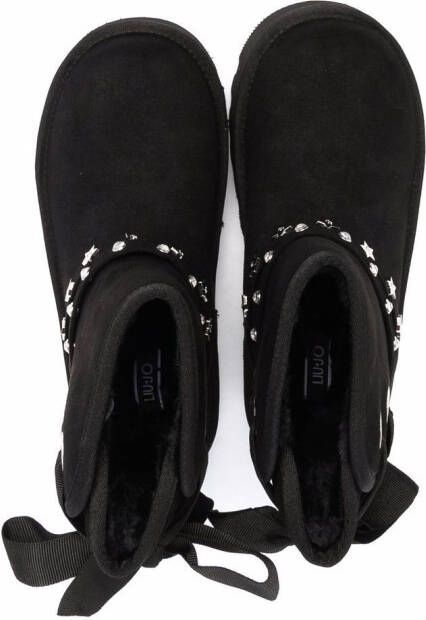 Liu Jo Kids Nina star-studded suede-effect ankle boots Black