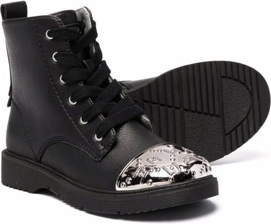 Liu Jo Kids Pat 19 metallic toe boots Black