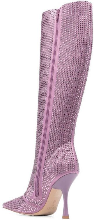 LIU JO rhinestone-embellished 110mm knee-high boots Purple