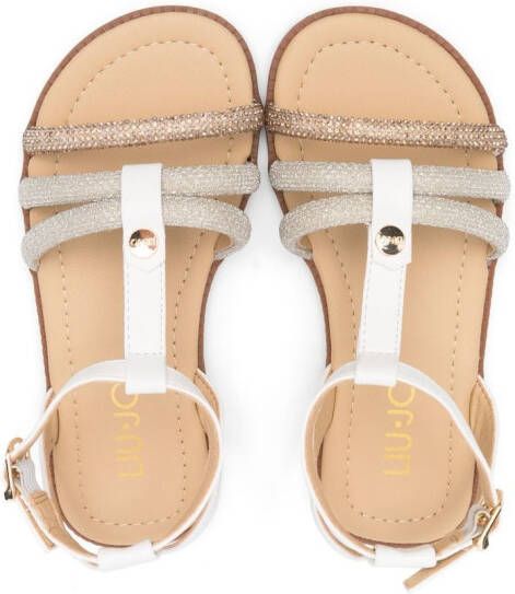 Liu Jo Kids rhinestone-embellished T-bar sandals White
