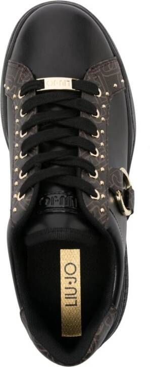 LIU JO ring-detailed monogram-pattern sneakers Black