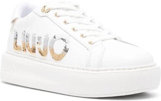 LIU JO sequin-embellished leather sneakers White