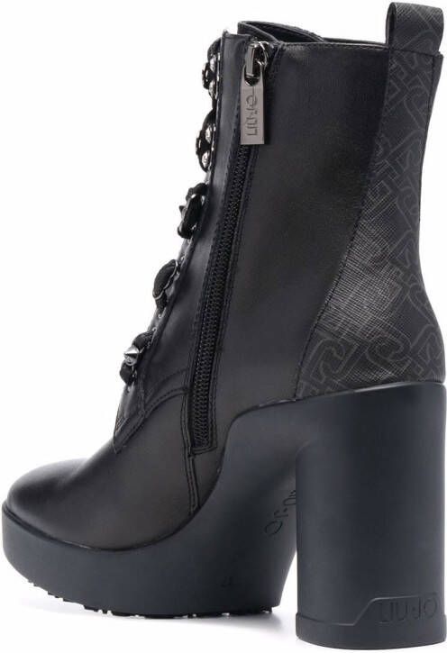 LIU JO zip-up heeled leather boots Black