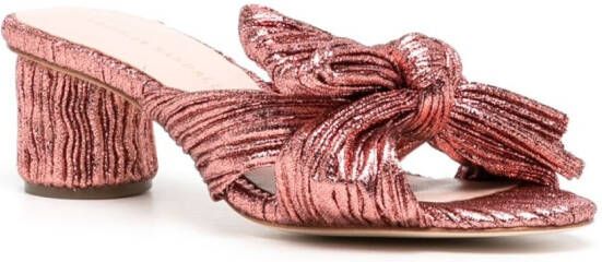 Loeffler Randall 50mm metallic-effect plissé sandals Pink