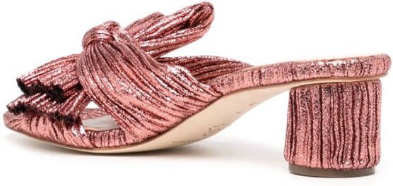 Loeffler Randall 50mm metallic-effect plissé sandals Pink