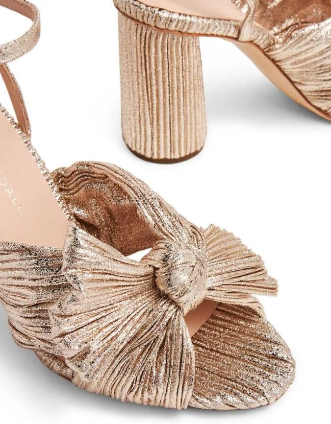 Loeffler Randall Camellia pleated knot 90mm sandals Gold