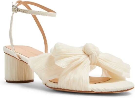 Loeffler Randall Dahlia 50mm pleated bow sandals Neutrals