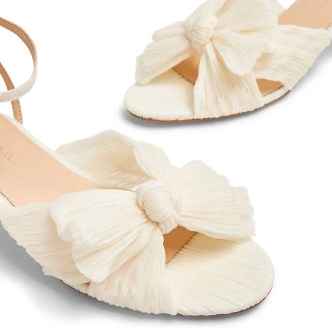 Loeffler Randall Dahlia 50mm pleated bow sandals Neutrals