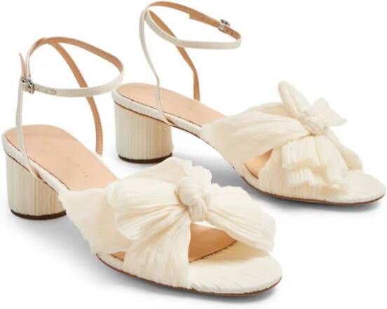 Loeffler Randall Dahlia 50mm pleated bow sandals Neutrals