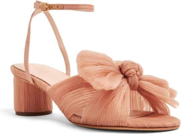 Loeffler Randall Dahlia 50mm plissé bow sandals Neutrals