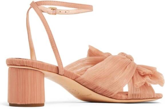 Loeffler Randall Dahlia 50mm plissé bow sandals Neutrals