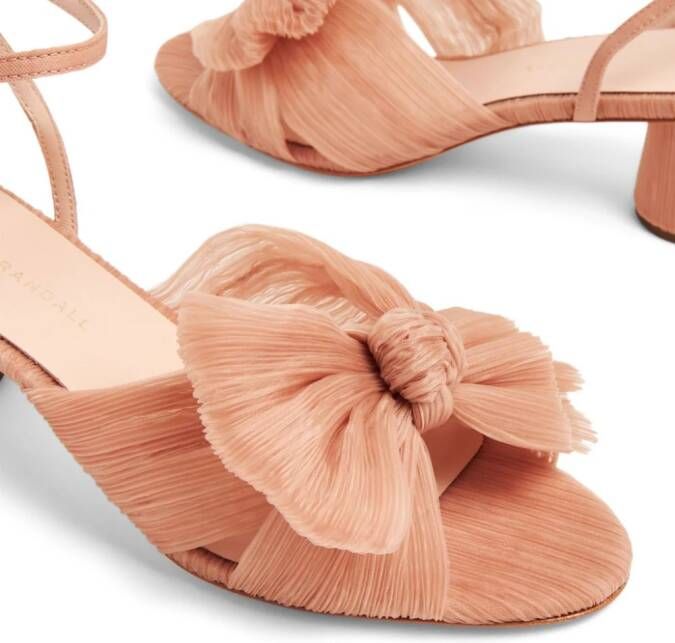 Loeffler Randall Dahlia 50mm plissé bow sandals Neutrals