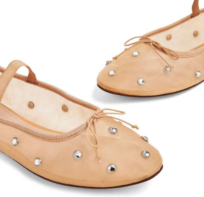 Loeffler Randall Leonie crystal-embellished ballerina shoes Neutrals