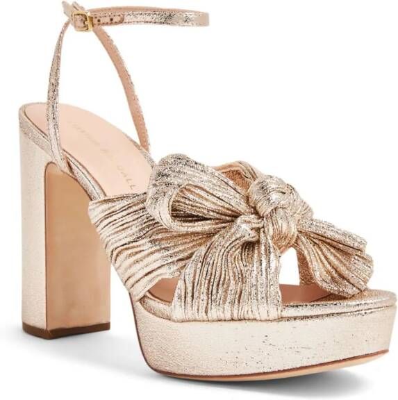 Loeffler Randall Natalia 115mm plissé-lamé sandals Neutrals