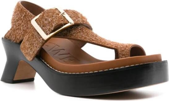 LOEWE 70mm Ease brushed-suede sandals Brown