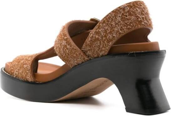 LOEWE 70mm Ease brushed-suede sandals Brown