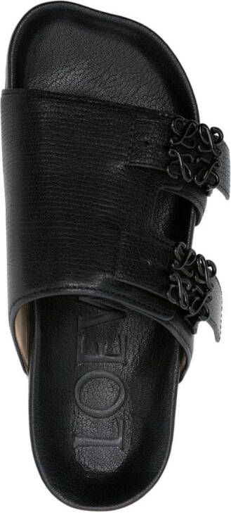 LOEWE Anagram-buckle leather slides Black