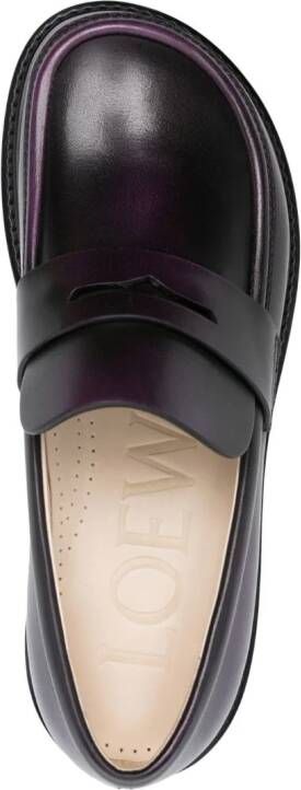 LOEWE Blaze faded-effect leather loafer Purple