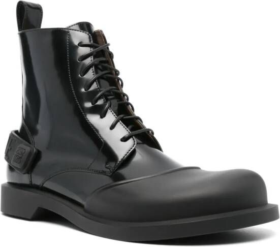 LOEWE Campo lace-up leather boots Black