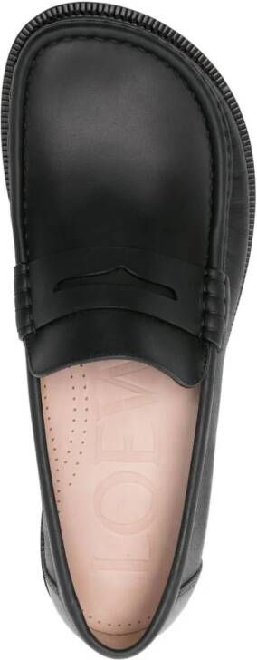 LOEWE Campo leather penny loafers Black