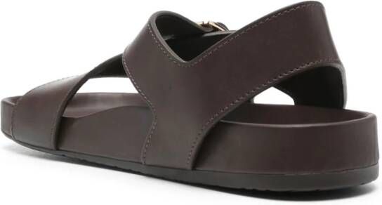 LOEWE crossover-strap leather sandals Brown