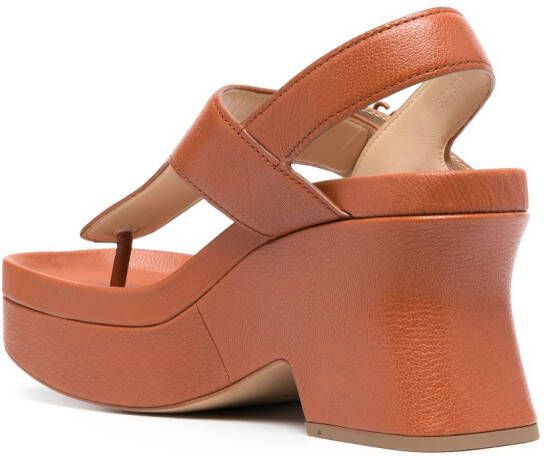 LOEWE Ease 90mm leather flatform sandals Brown