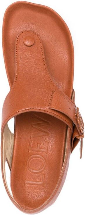 LOEWE Ease 90mm leather flatform sandals Brown