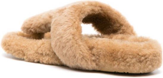 LOEWE Ease Toe post shearling sandals Neutrals