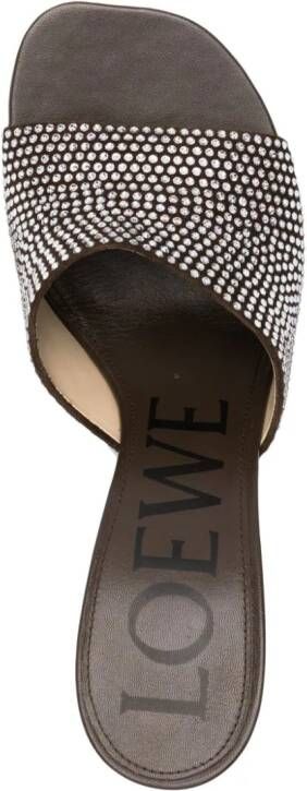 LOEWE Petal 90mm rhinestone-embellished leather sandals Brown