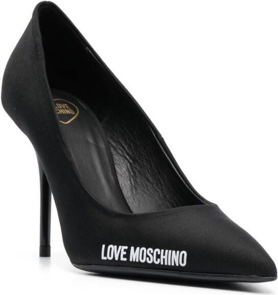 Love Moschino 100mm logo-print leather pumps Black
