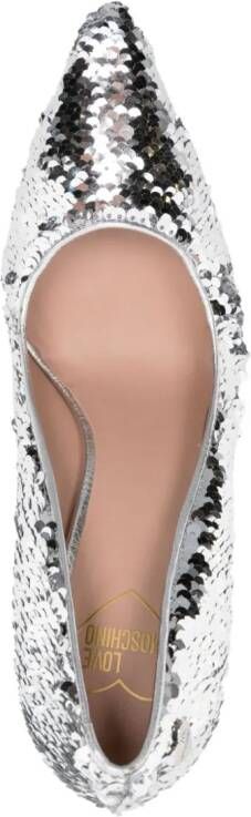 Love Moschino 100mm sequin-embellished pumps Silver