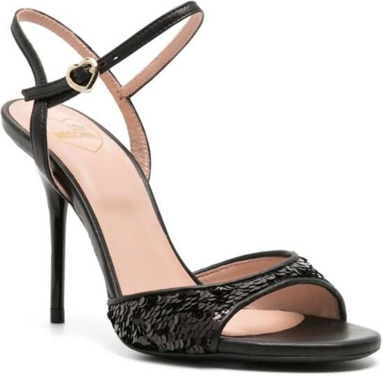 Love Moschino 110mm sequin-embellished leather sandals Black