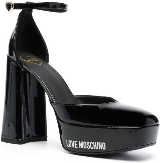 Love Moschino 120mm logo-print leather pumps Black