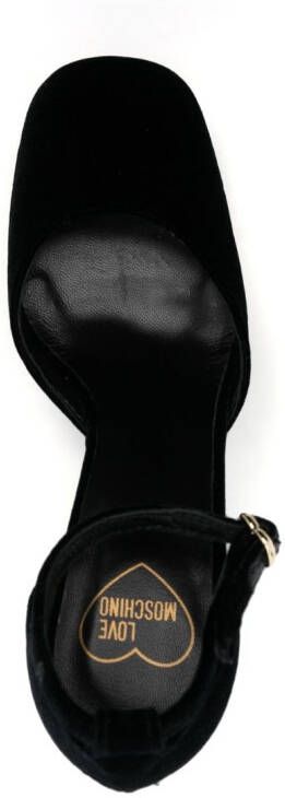 Love Moschino 120mm velvet leather pumps Black