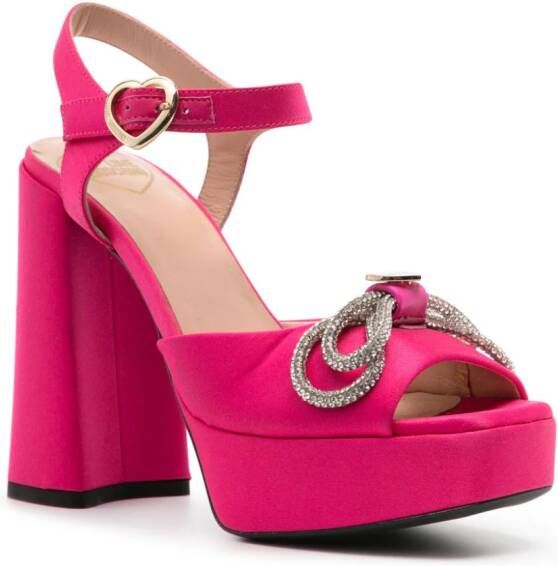 Love Moschino 130mm logo-plaque bow sandals Pink
