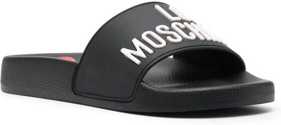 Love Moschino 3D-logo flat slides Black