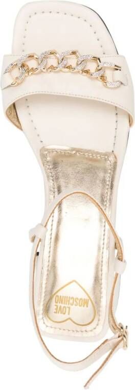 Love Moschino 50mm chain-link leather sandals White