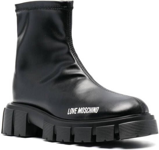 Love Moschino 50mm logo-print studded sole boots Black