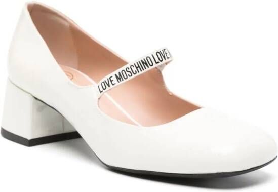 Love Moschino 50mm square-toe leather pumps White